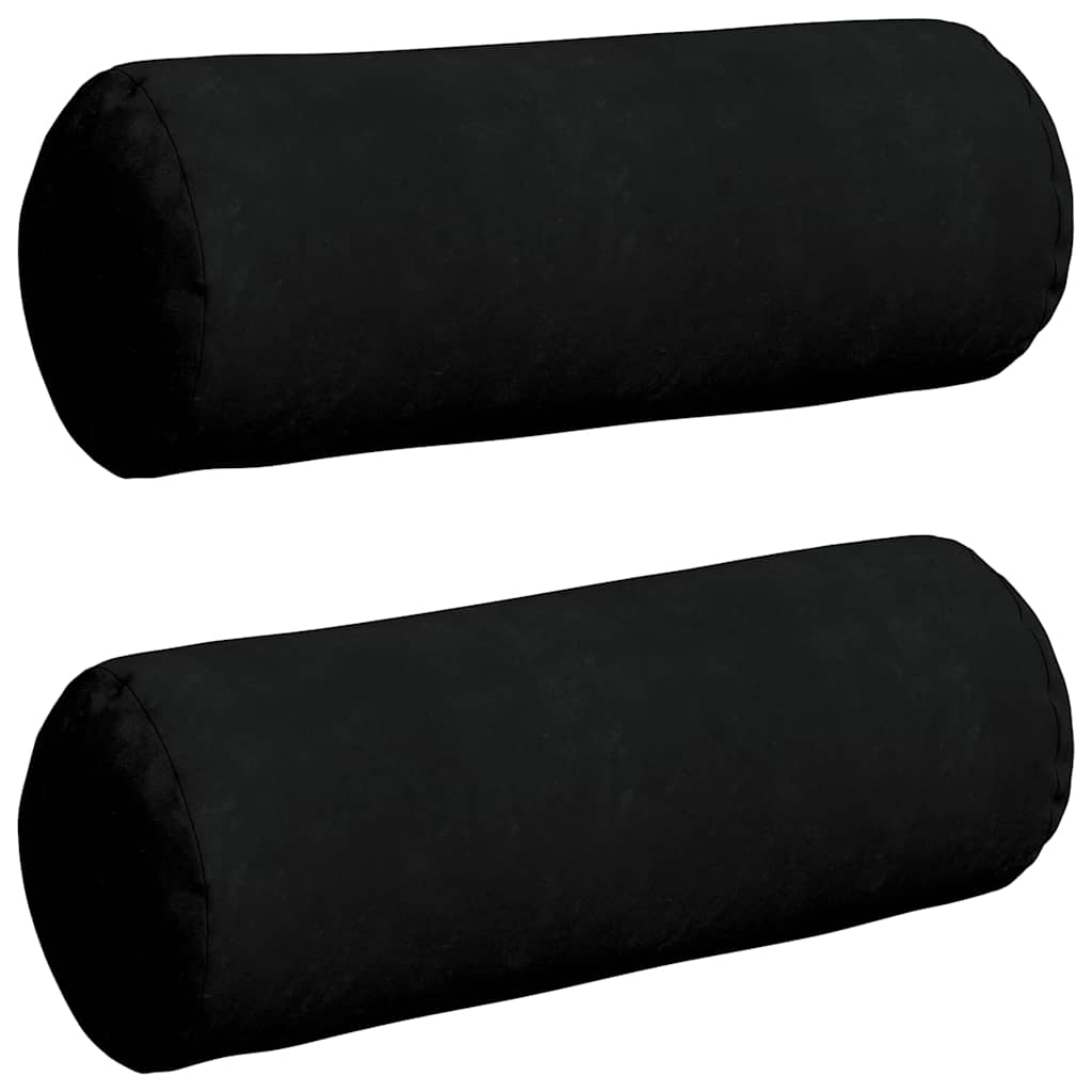 Cuscini a rullo 2 pcs Nero Ø 25 x 70 cm Tessuto in Microfibra 42014343
