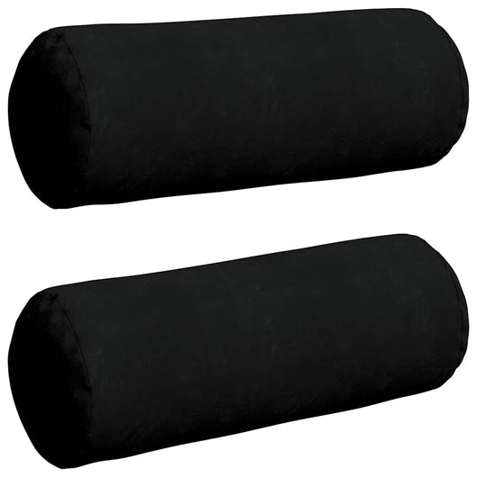 Cuscini a rullo 2 pcs Nero Ø 25 x 70 cm Tessuto in Microfibra 42014343