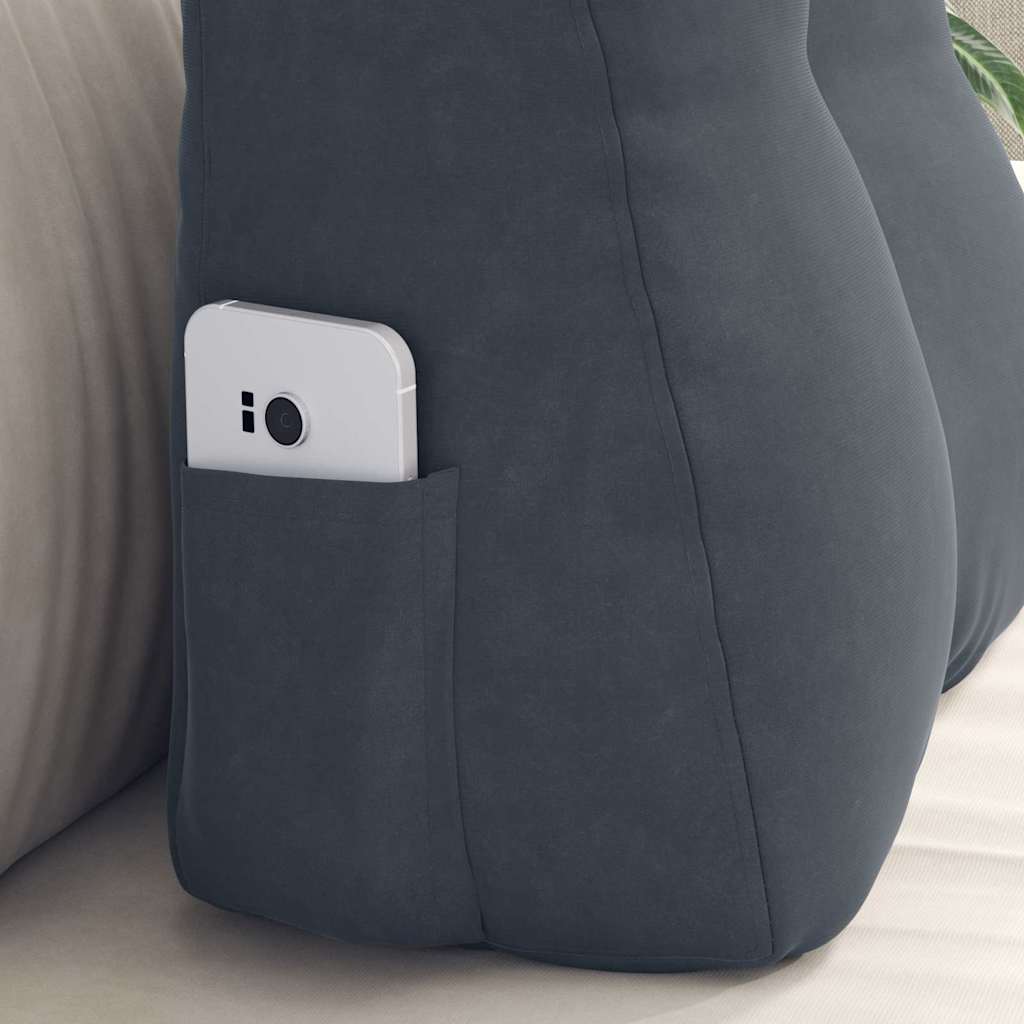 Cuscino per Schiena Grigio scuro 45 x 24 x 50 cm Velluto 42014372