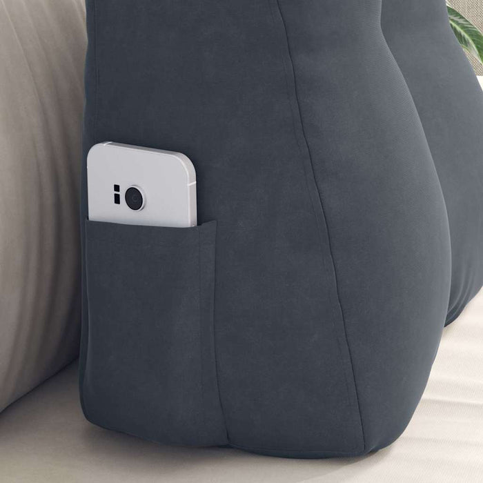 Cuscino per Schiena Grigio scuro 45 x 24 x 50 cm Velluto 42014372