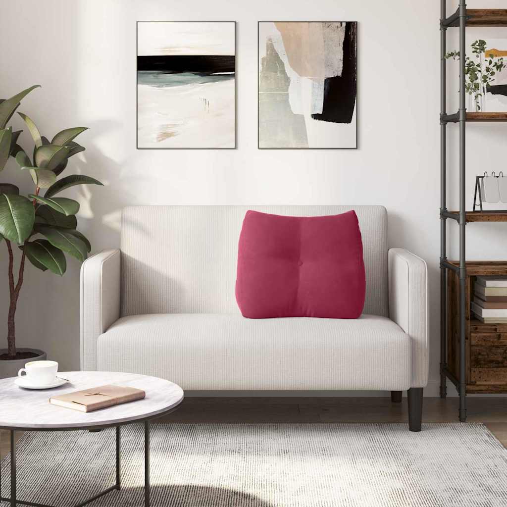 Cuscino per Schiena Rosso Vino 60 x 24 x 50 cm Velluto 42014405