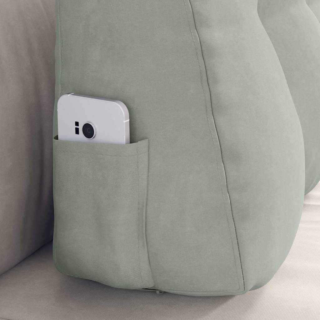 Cuscino per Schiena Grigio chiaro 80 x 24 x 50 cm Velluto 42014429