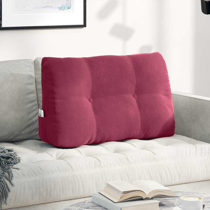 Cuscino per Schiena Rosso Vino 80 x 24 x 50 cm Velluto 42014434