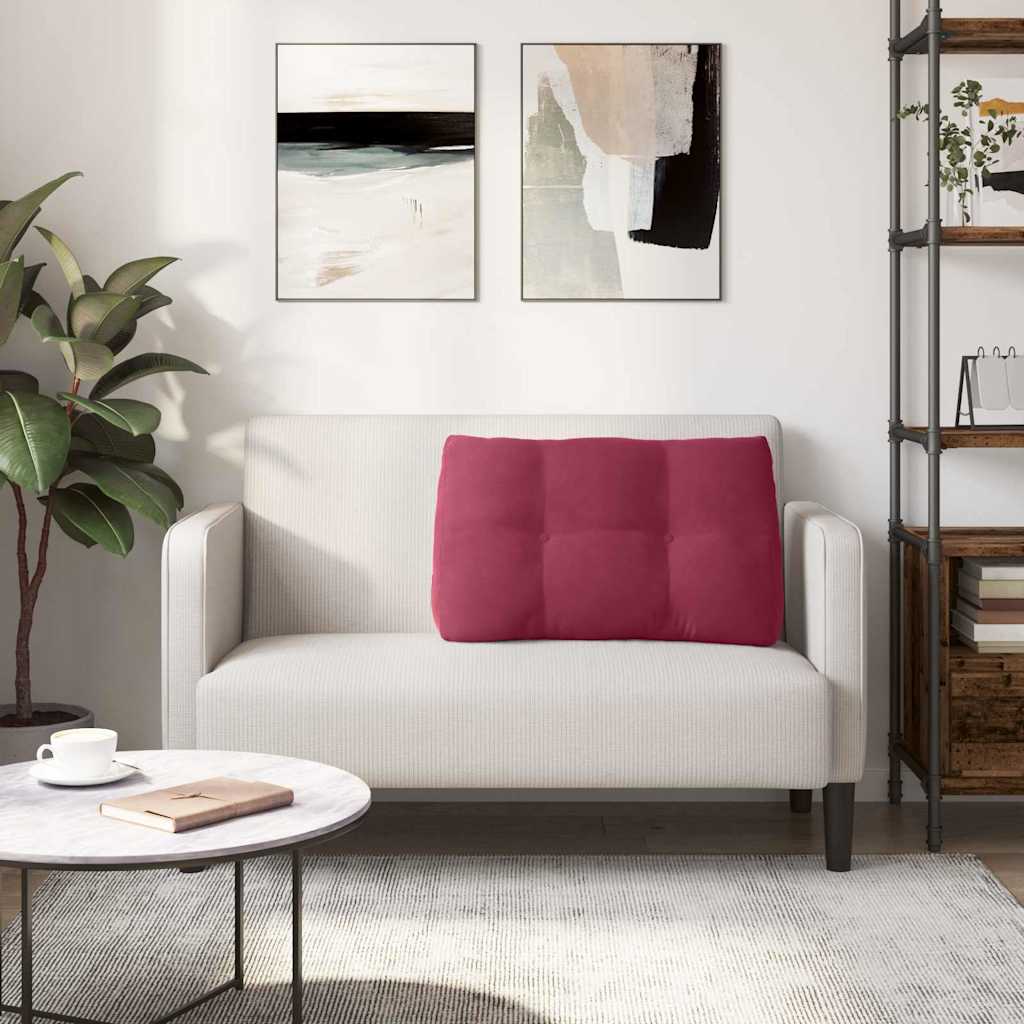 Cuscino per Schiena Rosso Vino 80 x 24 x 50 cm Velluto 42014434