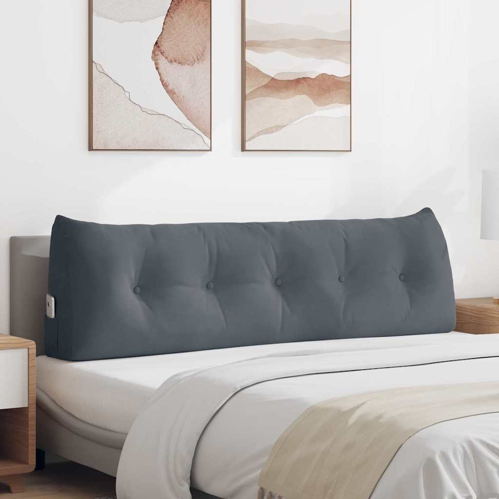 Cuscino per Schiena Grigio scuro 160 x 24 x 50 cm Velluto 42014546