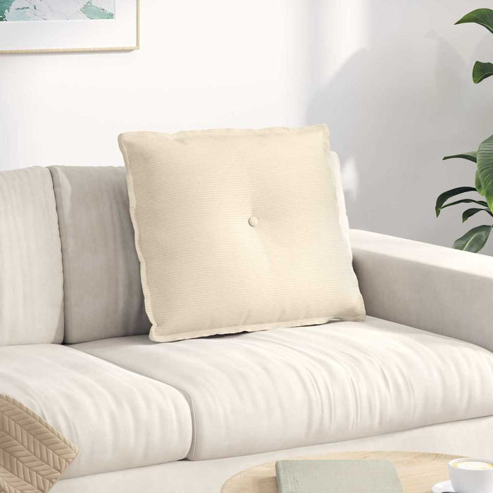 Cuscino per Schiena Crema 60 x 50 cm Tessuto in Cords 42014695