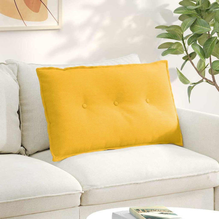 Cuscino per Schiena Giallo Chiaro 80 x 50 cm Tessuto in Cords 42014742