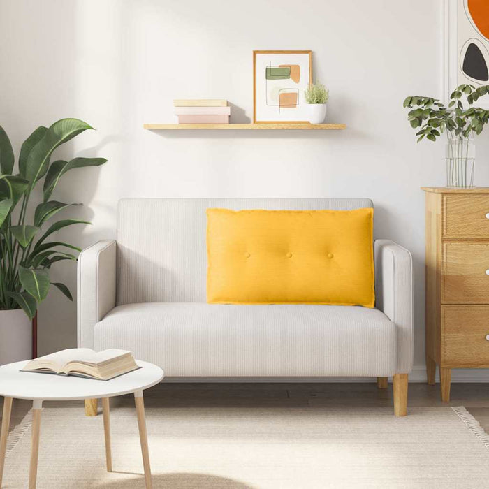 Cuscino per Schiena Giallo Chiaro 80 x 50 cm Tessuto in Cords 42014742