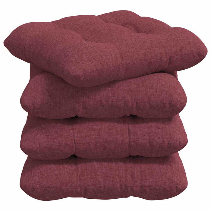 Cuscini per Seduta 4 pcs Rosso Vino 45 x 45 x 12 cm Tessuto 42015106