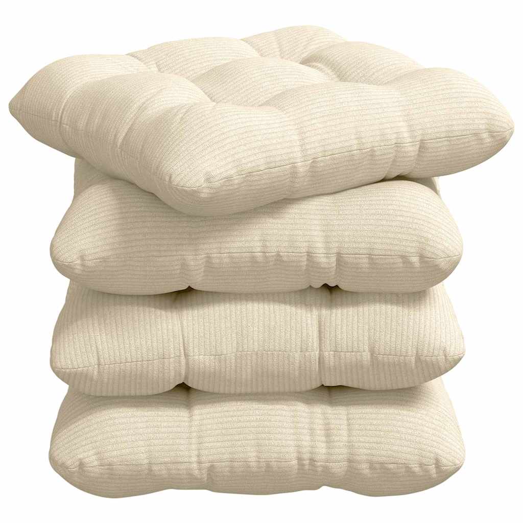 Cuscini per Seduta 4 pcs Crema 45 x 45 cm Tessuto in Cords 42015140