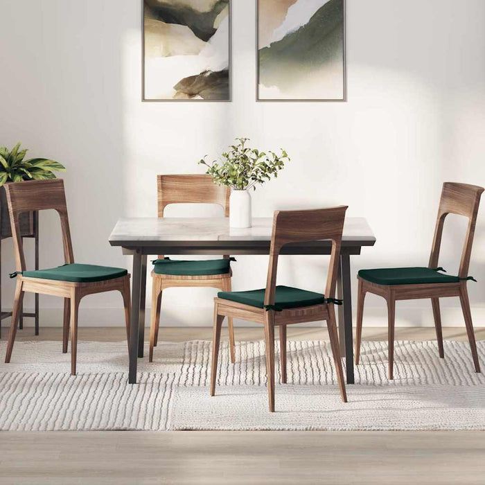 Cuscini per Seduta 4 pcs Verde Scuro 40 x 40 x 3 cm Velluto 42015208