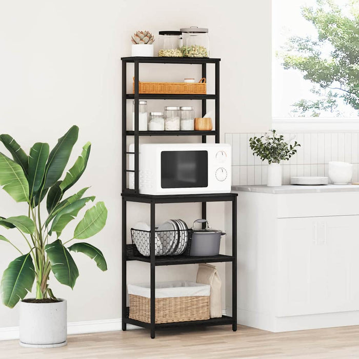 Mensola da cucina-Scaffale per Cucina Rovere Nero 60 x 40 x 168 cm
