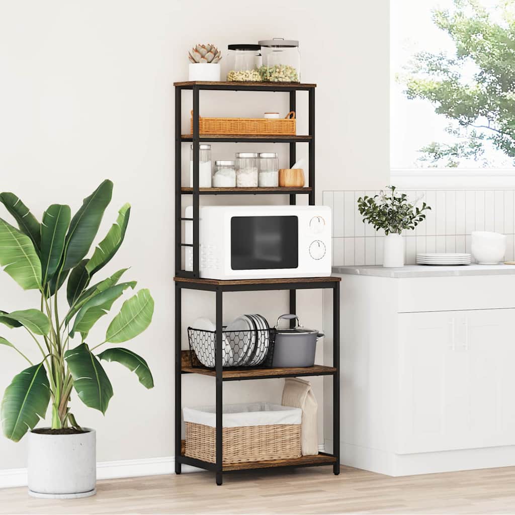 Mensola da cucina-Scaffale per Cucina Rovere fum¨¦ 60 x 40 x 168 cm