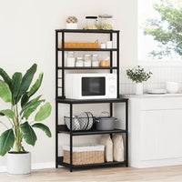 Mensola da cucina-Scaffale per Cucina Rovere Nero 80 x 40 x 168 cm