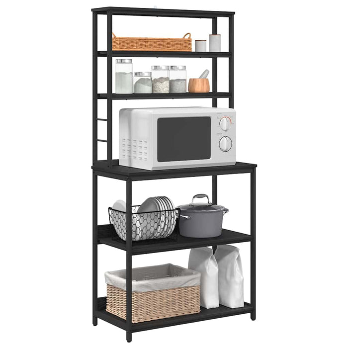 Mensola da cucina-Scaffale per Cucina Rovere Nero 80 x 40 x 168 cm