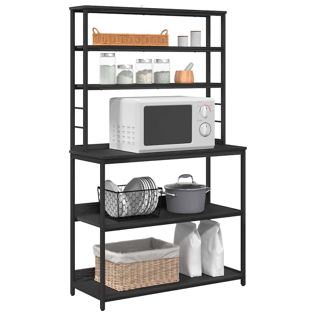 Mensola da cucina-Scaffale per Cucina Rovere Nero 100 x 40 x 168 cm