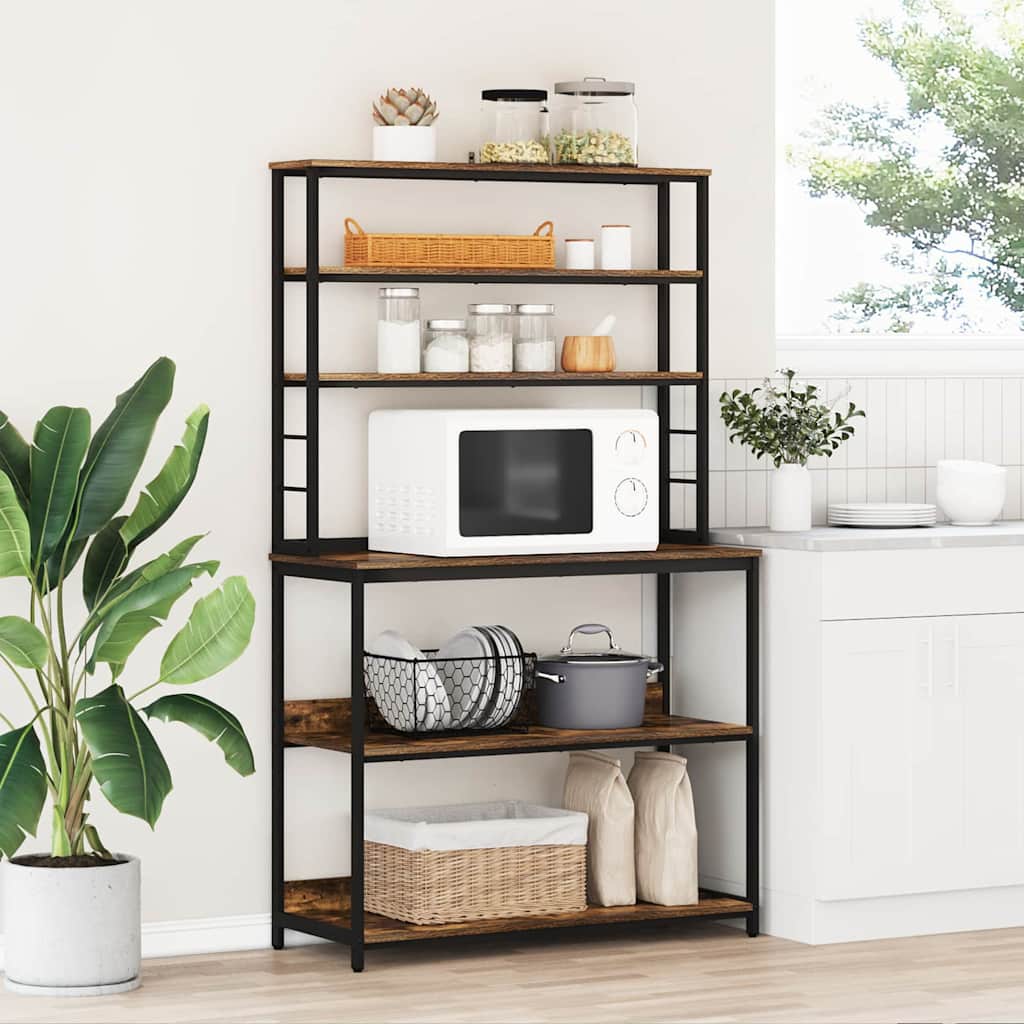 Mensola da cucina-Scaffale per Cucina Rovere fum¨¦ 100 x 40 x 168 cm