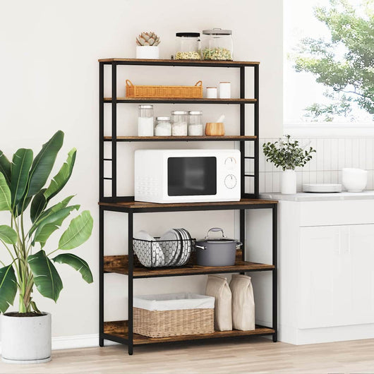 Mensola da cucina-Scaffale per Cucina Rovere fum¨¦ 100 x 40 x 168 cm