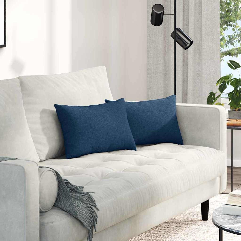 Cuscini da Divano 2 pz-Set di 2 Cuscini per Sofa Blu 50 x 30 cm Tessuto