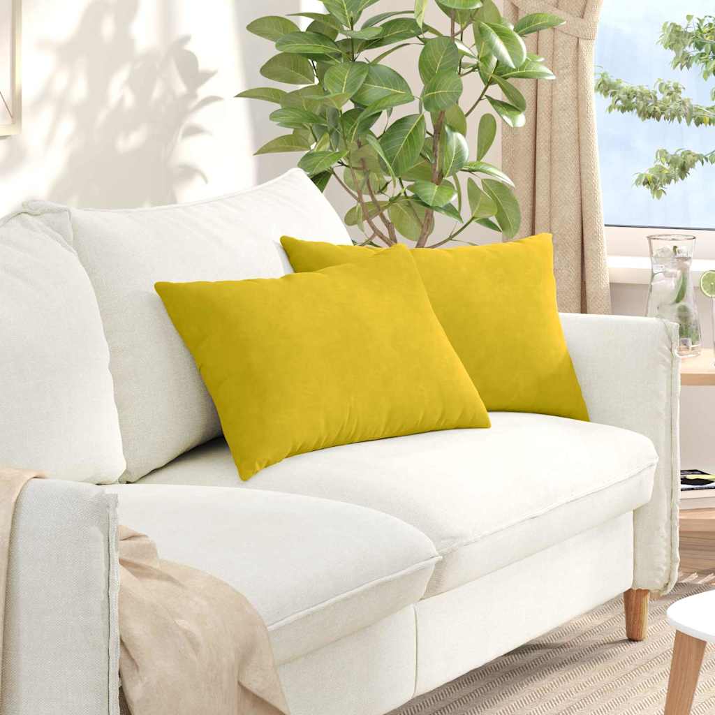 Cuscini da Divano 2 pz-Set di 2 Cuscini per Sofa Giallo 60 x 40 cm Tessuto in Cords