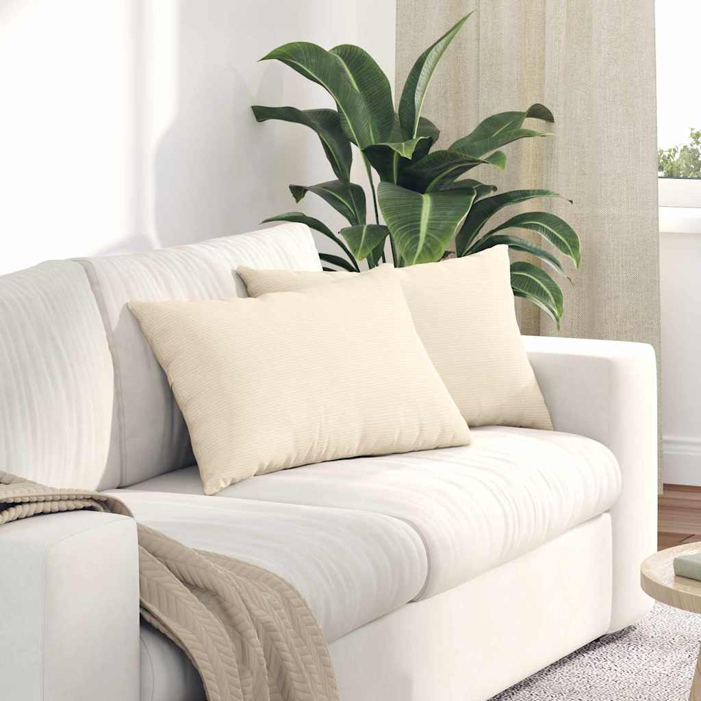 Cuscini da Divano 2 pcs Crema 60 x 40 cm Tessuto in Cords 42013690