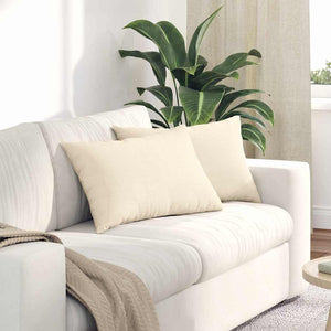 Cuscini da Divano 2 pcs Crema 60 x 40 cm Tessuto in Cords 42013690