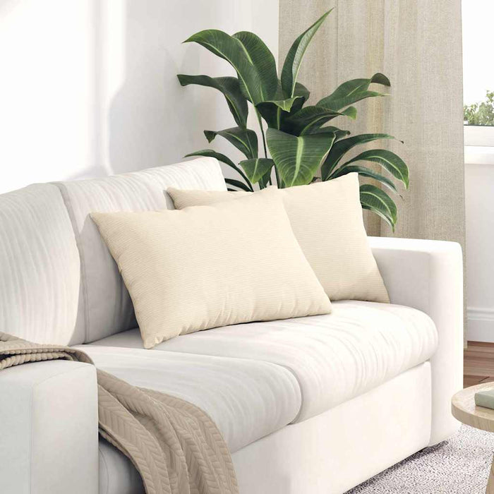 Cuscini da Divano 2 pcs Crema 60 x 40 cm Tessuto in Cords 42013690