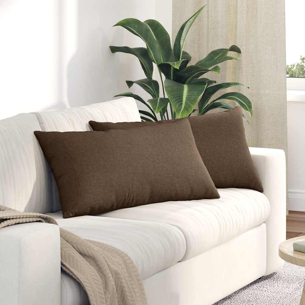 Cuscini da Divano 2 pz-Set di 2 Cuscini per Sofa Marrone 80 x 40 cm Tessuto