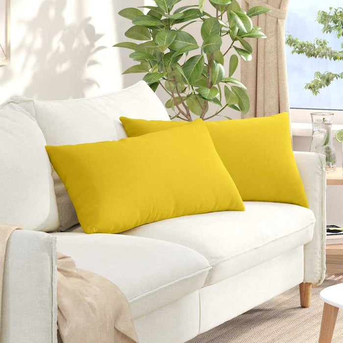Cuscini da Divano 2 pz-Set di 2 Cuscini per Sofa Giallo Chiaro 80 x 40 cm Tessuto