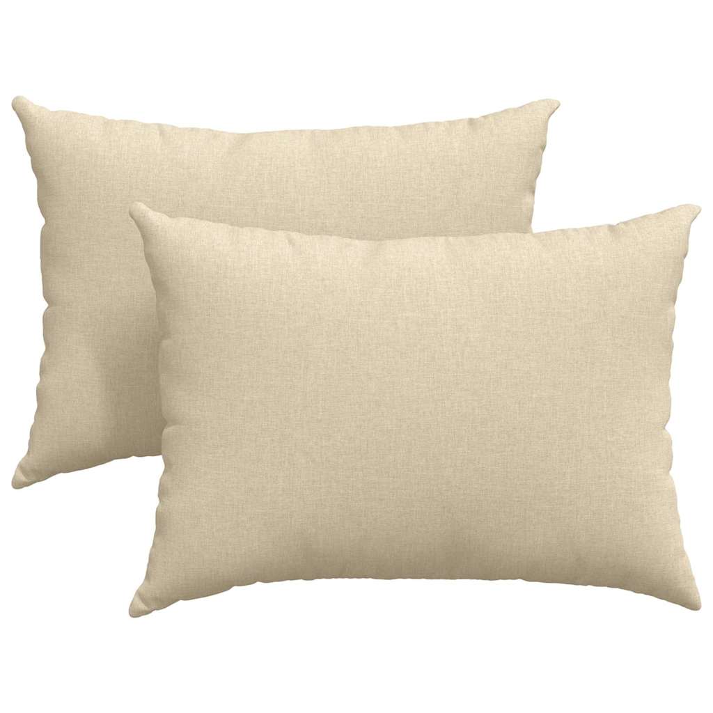 Cuscini da Divano 2 pz-Set di 2 Cuscini per Sofa Crema 70 x 50 cm Tessuto 183239