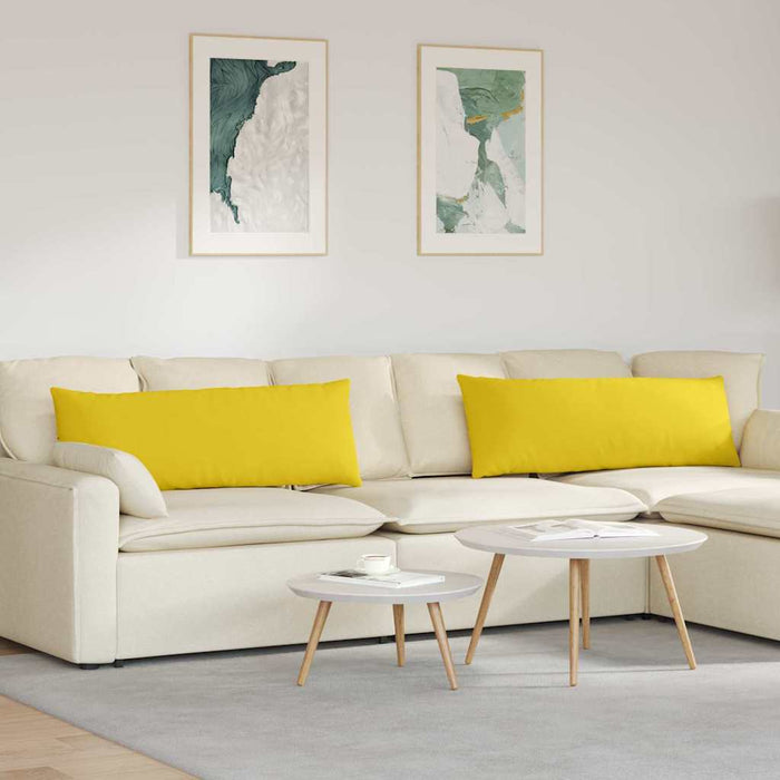 Cuscini da Divano 2 pz-Set di 2 Cuscini per Sofa Giallo Chiaro 120 x 40 cm Tessuto