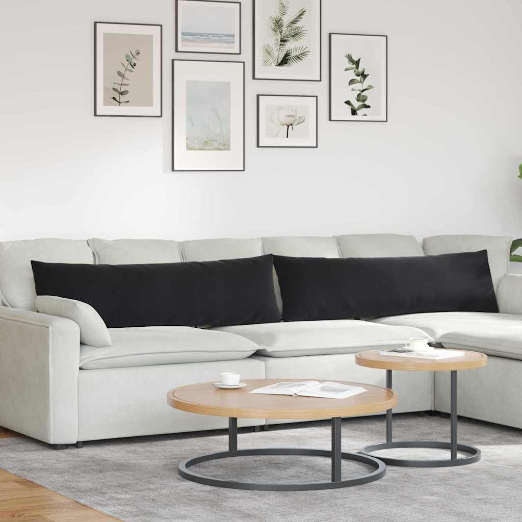 Cuscini da Divano 2 pz-Set di 2 Cuscini per Sofa Nero 145 x 40 cm Tessuto in Cords