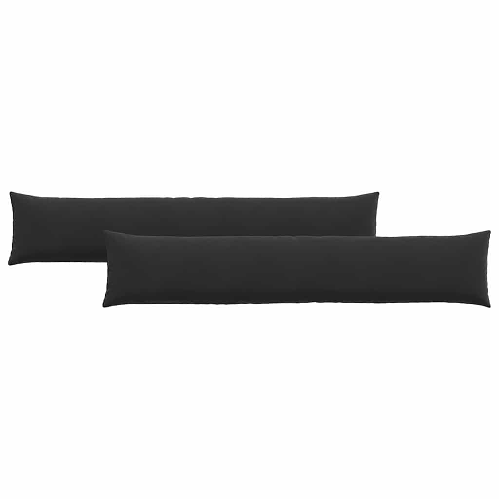 Cuscini da Divano 2 pz-Set di 2 Cuscini per Sofa Nero 200 x 40 cm Tessuto in Cords