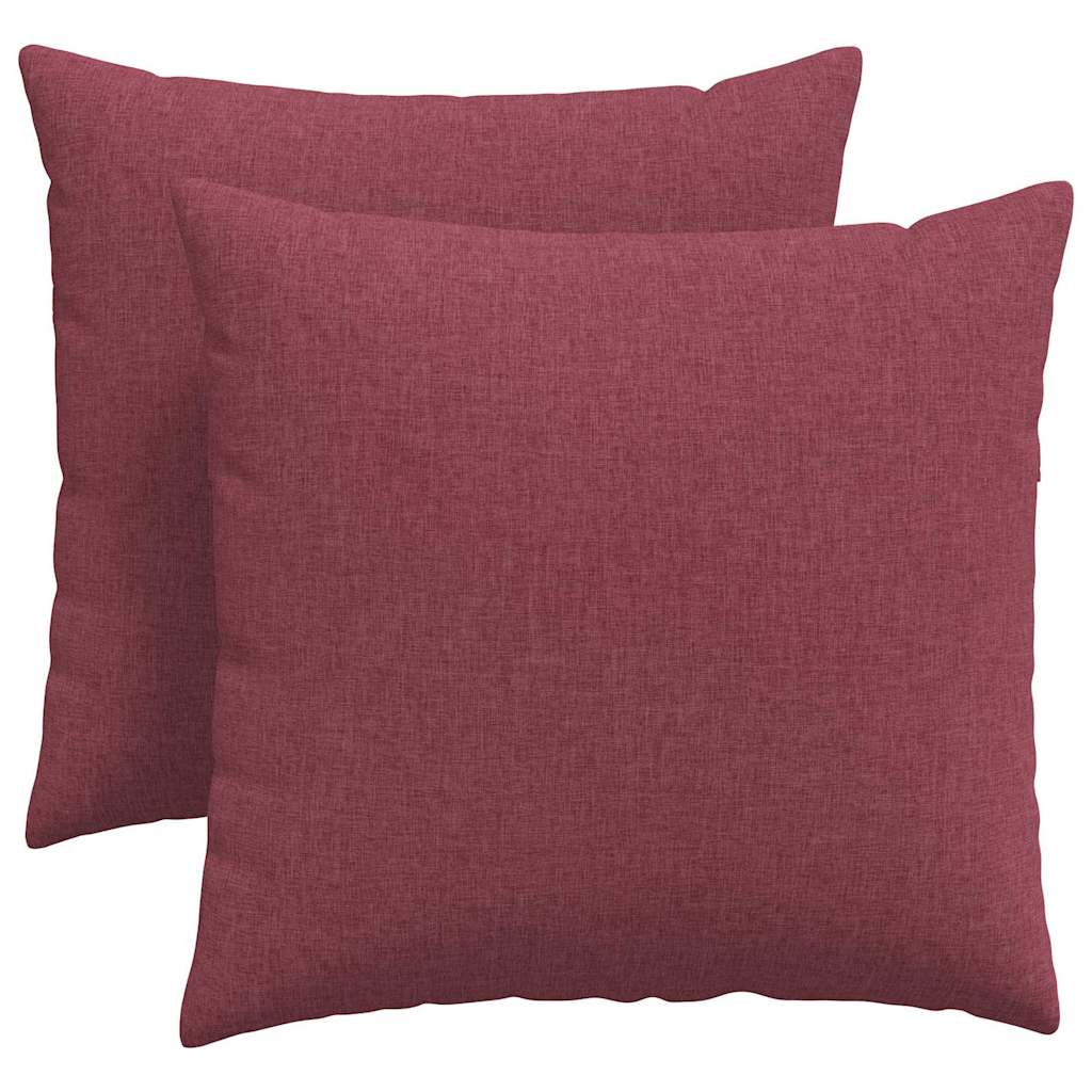 Cuscini da Divano 2 pz-Set di 2 Cuscini per Sofa Rosso Vino 45 x 45 cm Tessuto