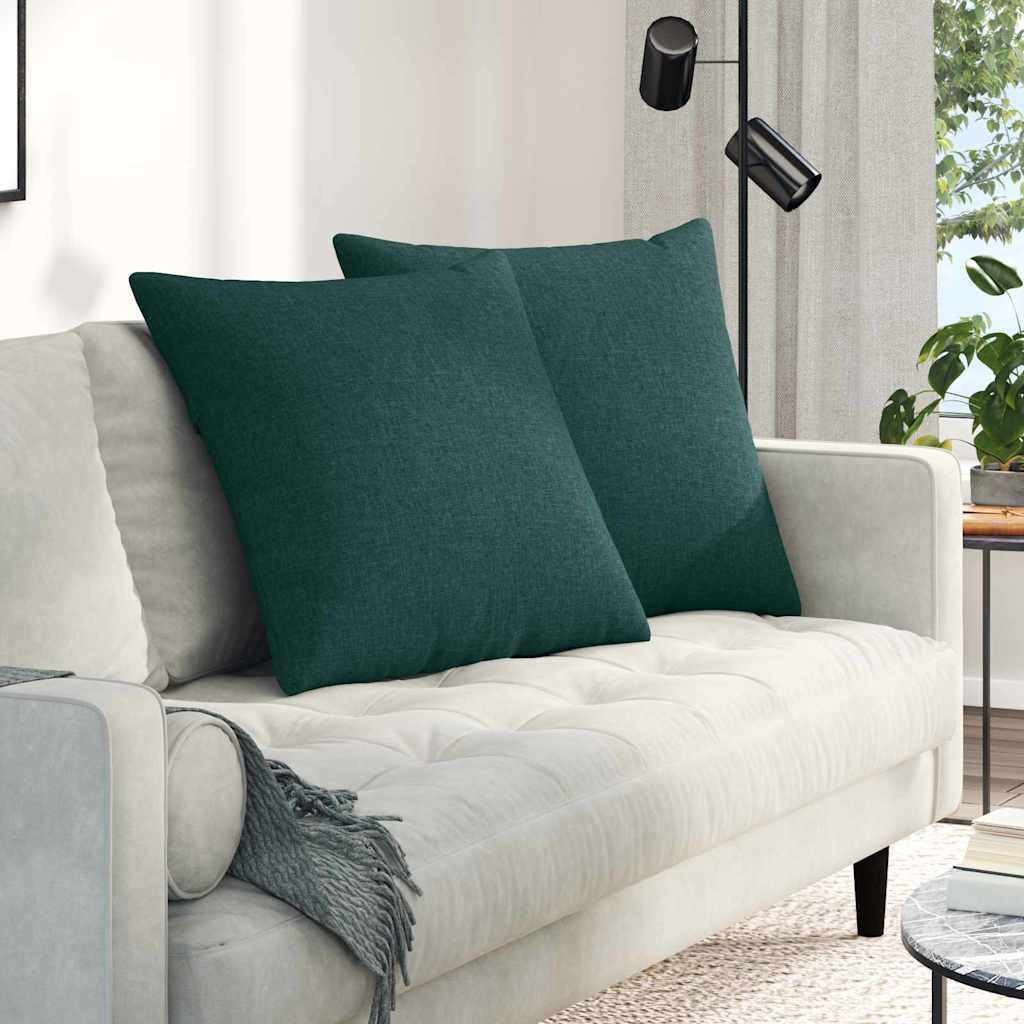 Cuscini da Divano 2 pz-Set di 2 Cuscini per Sofa Verde Scuro 60 x 60 cm Tessuto