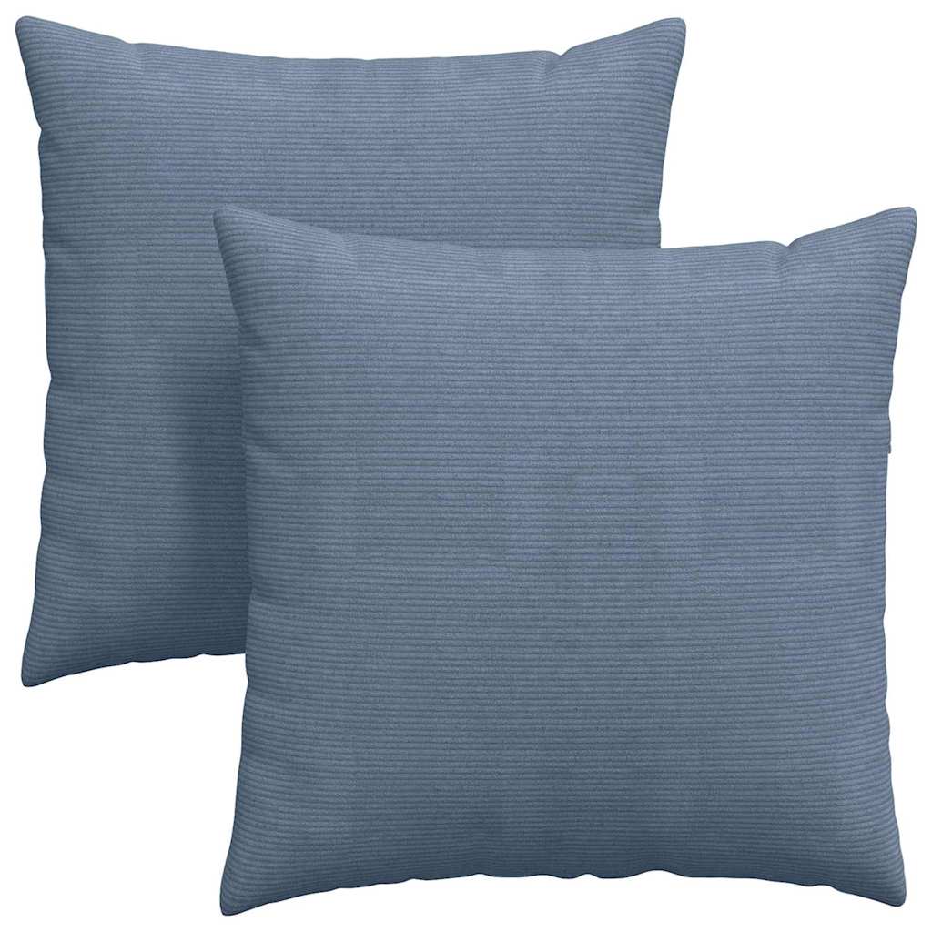 Cuscini da Divano 2 pz-Set di 2 Cuscini per Sofa Blu 60 x 60 cm Tessuto in Cords 555377
