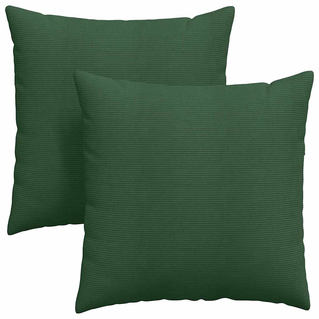 Cuscini da Divano 2 pcs Verde Scuro 80 x 80 cm Tessuto in Cords 42014080