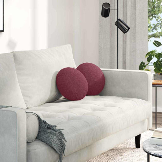 Cuscini per Seduta 2 pcs Rosso Vino Ø30 x 13 cm Tessuto 42014086