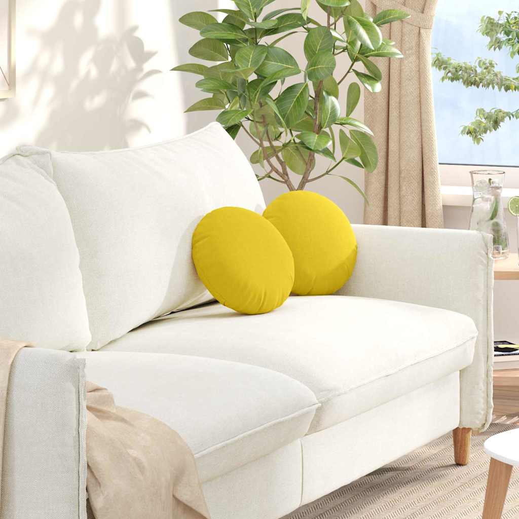 Cuscini per Seduta 2 pcs Giallo Chiaro Ø30 x 13 cm Tessuto 42014092
