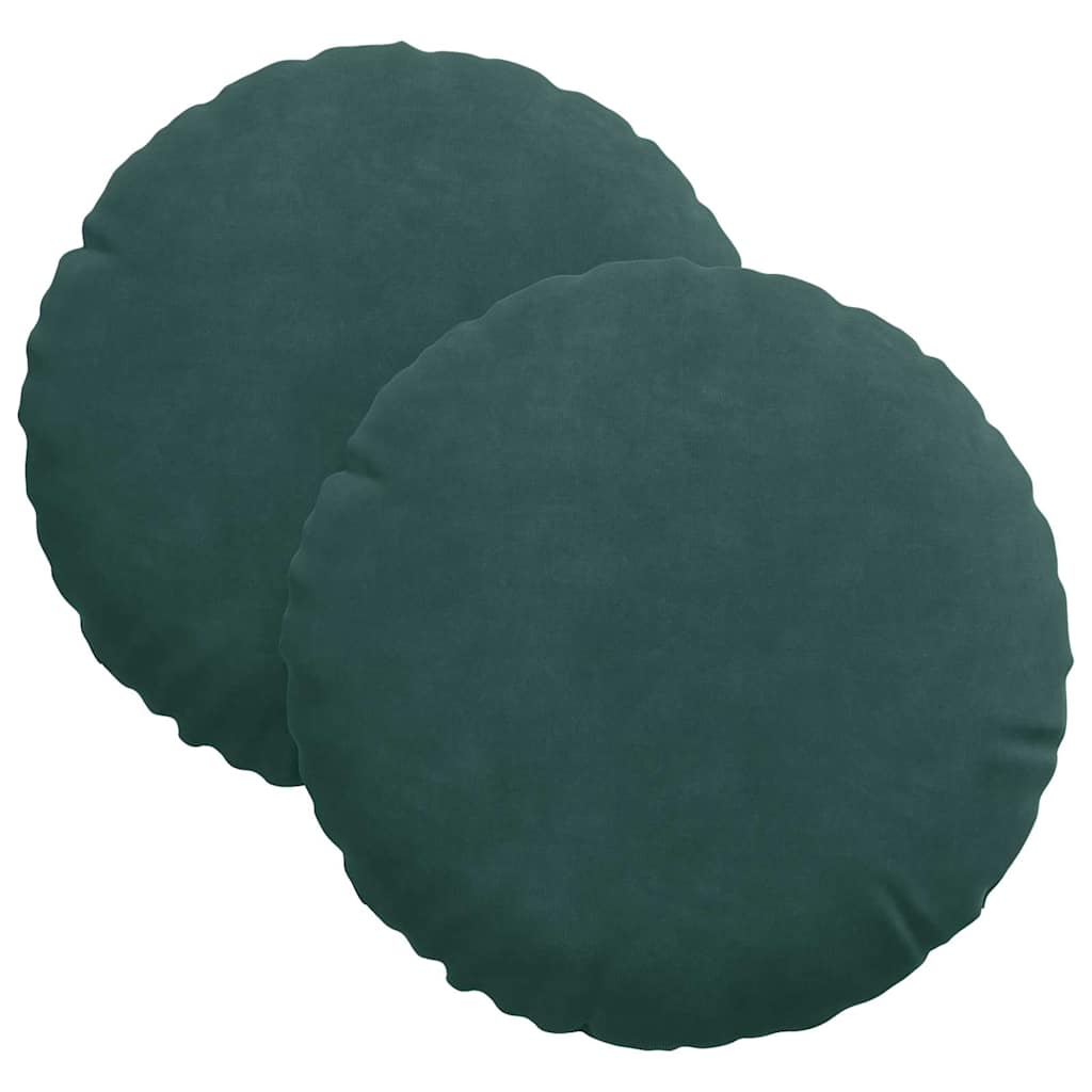 Cuscini per Seduta 2 pcs Verde Scuro Ø 40 x 13 cm Velluto 42014102
