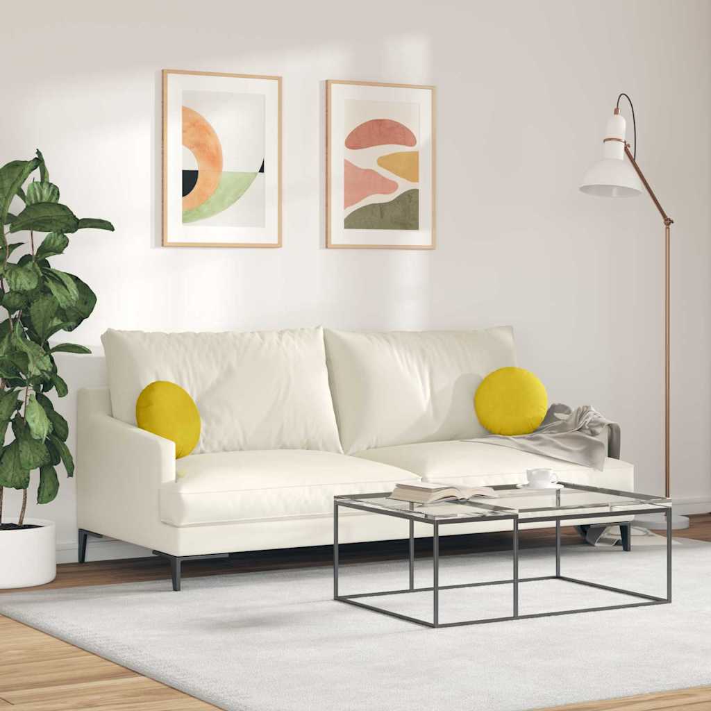 Cuscini per Seduta 2 pcs Giallo Ø 40 x 13 cm Velluto 42014107