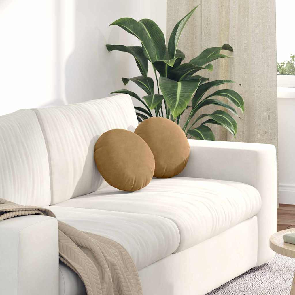 Cuscini per Seduta 2 pcs Marrone Ø 40 x 13 cm Velluto 42014108