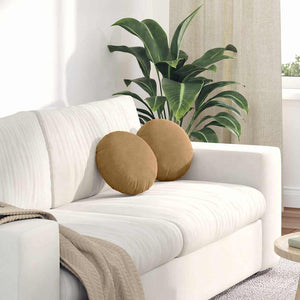 Cuscini per Seduta 2 pcs Marrone Ø 40 x 13 cm Velluto 42014108