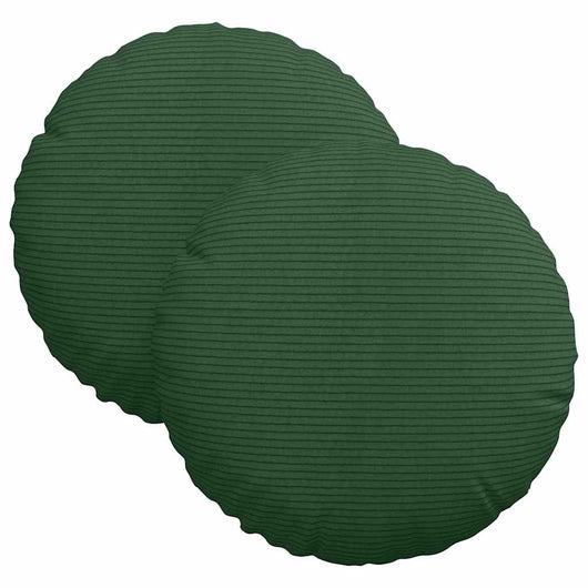 Cuscini per Seduta 2 pcs Verde Scuro Ø 30 cm Tessuto in Cords 42014117
