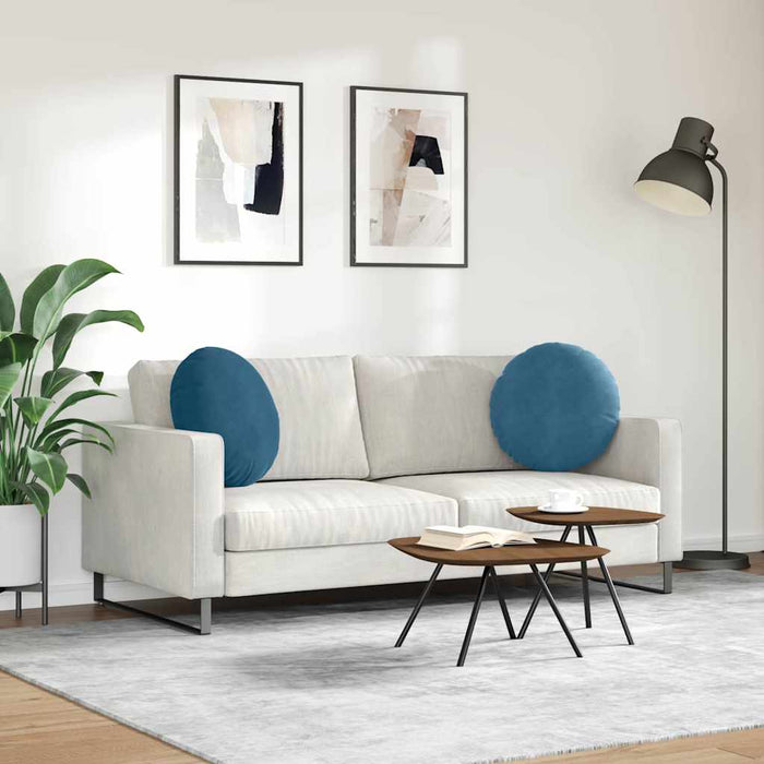 Cuscini per Seduta 2 pcs Blu Ø 40 x 13 cm Velluto 42014173