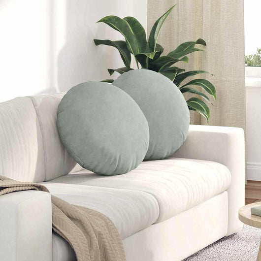 Cuscini per Seduta 2 pcs Grigio chiaro Ø 40 x 13 cm Velluto 42014174