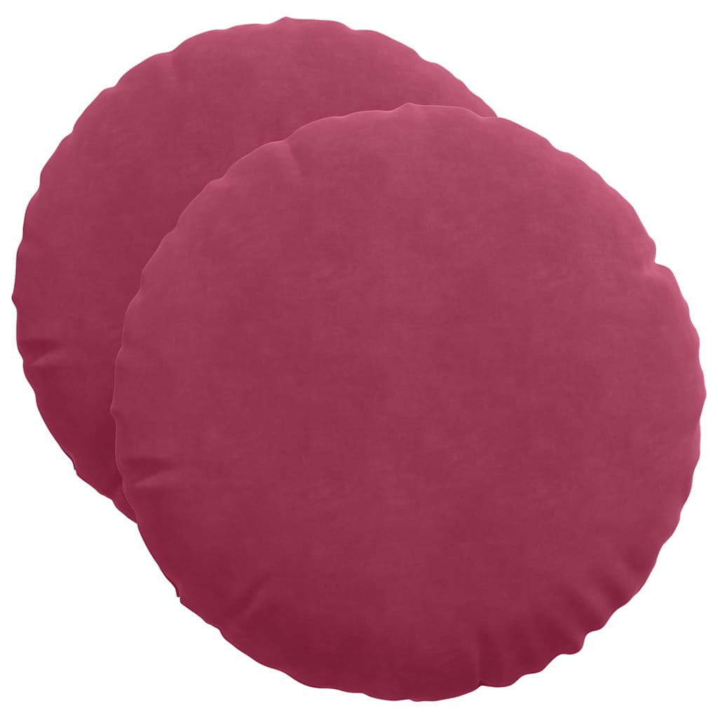 Cuscini per Seduta 2 pcs Rosso Vino Ø 40 x 13 cm Velluto 42014179