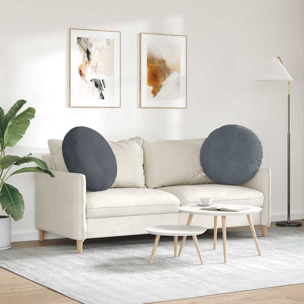 Cuscini per Seduta 2 pcs Grigio scuro Ø 40 x 13 cm Velluto 42014212