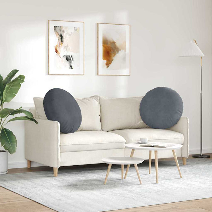 Cuscini per Seduta 2 pcs Grigio scuro Ø 40 x 13 cm Velluto 42014212
