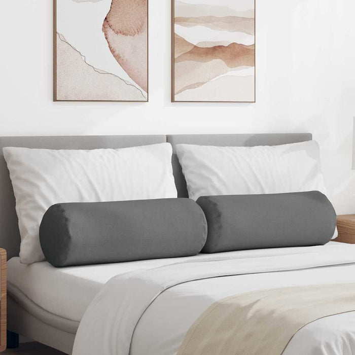Cuscini a rullo 2 pcs Grigio scuro Ø 25 x 70 cm Tessuto 42014312
